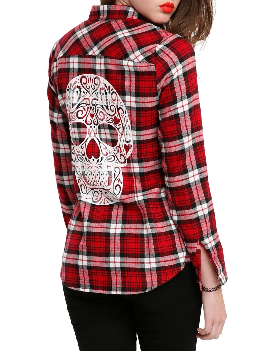 Hot Topic Red and Black Plaid Button-Up Shirt